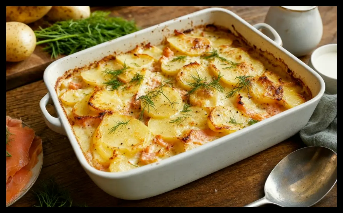 طرز تهیه گراتن سیب‌زمینی با ماهی سالمون دودی؛ دستور غذایی محبوب خانوادگی با امتیاز 4.7 از 5