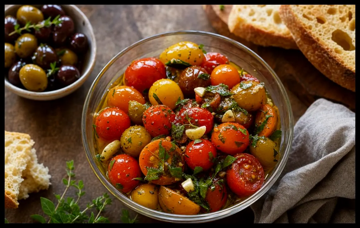 طرز تهیه گوجهفرنگی گیلاسی مارینه برای پذیرایی فوری و دلپذیر