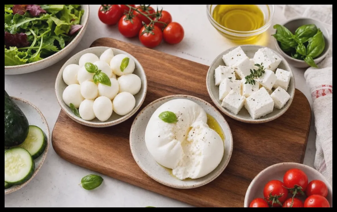 مقایسه کالری و نمک موزارلا، فتا و بوراتا برای انتخاب بهتر