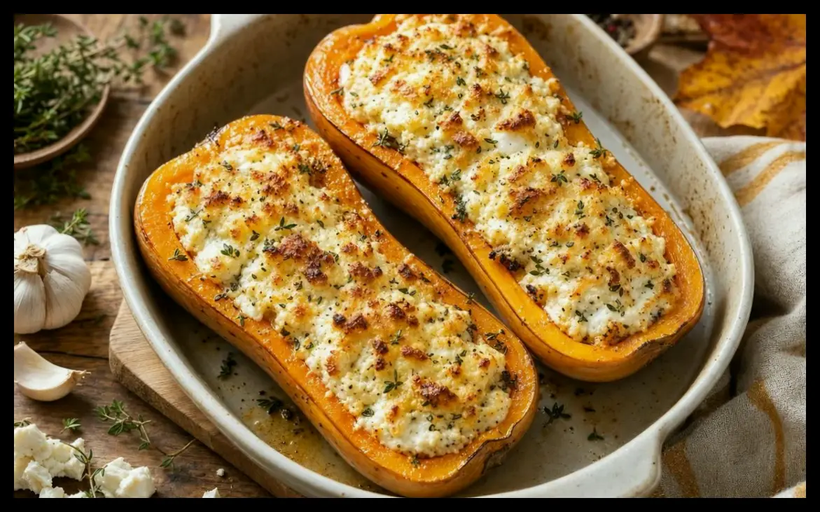 طرز تهیه کدو حلوایی باترنات شکم‌پر با پنیر بز؛ غذای پاییزی خوشمزه و ساده