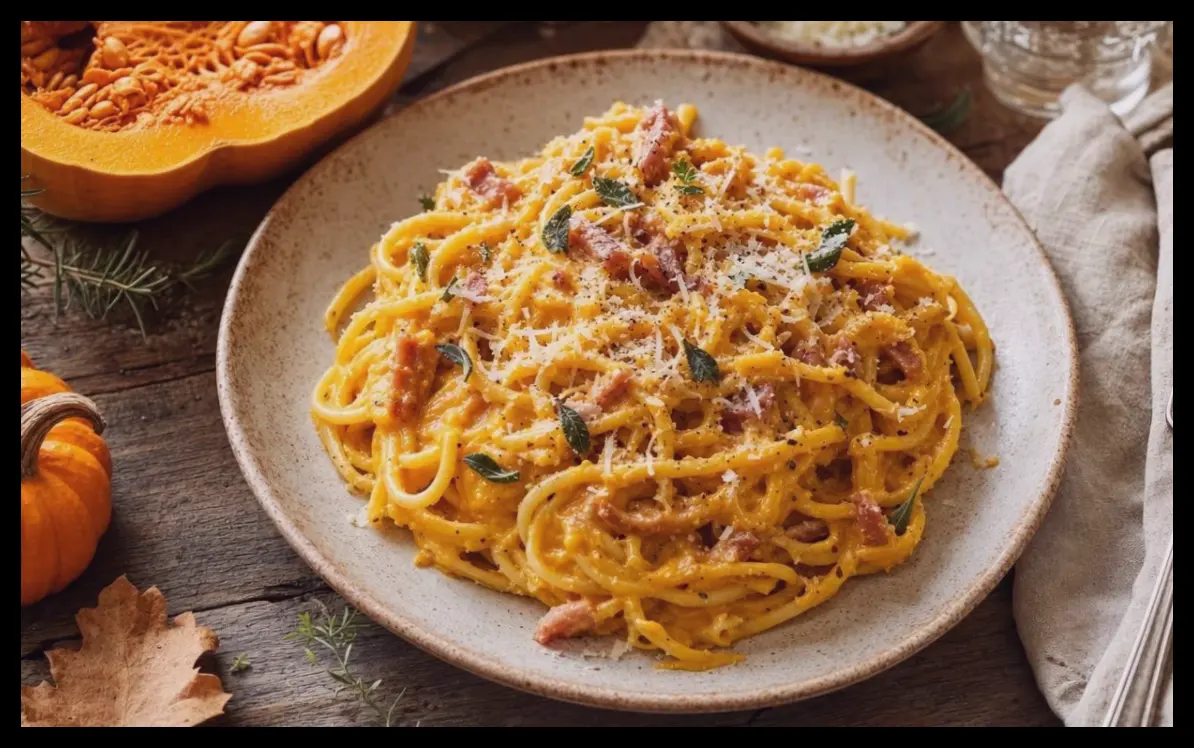 طرز تهیه پاستا کربونارا با کدو حلوایی؛ غذای پاییزی خوشمزه و سریع
