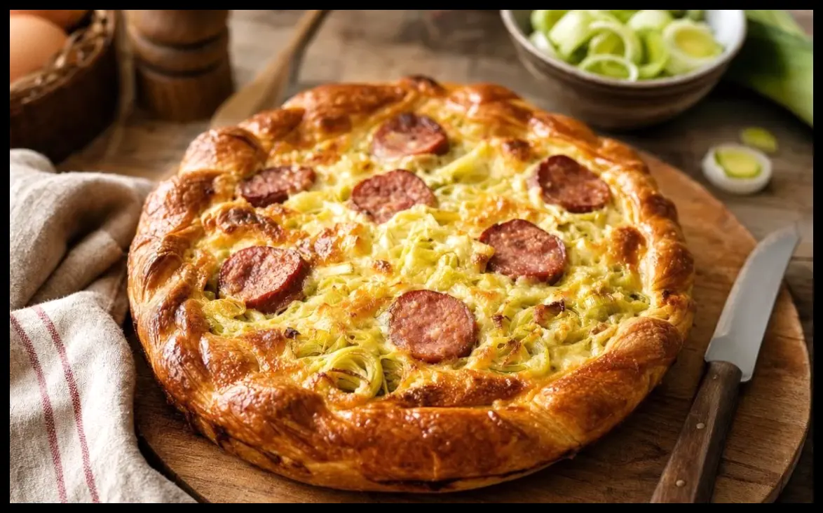 طرز تهیه تارت بریوشی با سوسیس مورتو و فوندو پیازچه؛ غذای محبوب هر یکشنبه