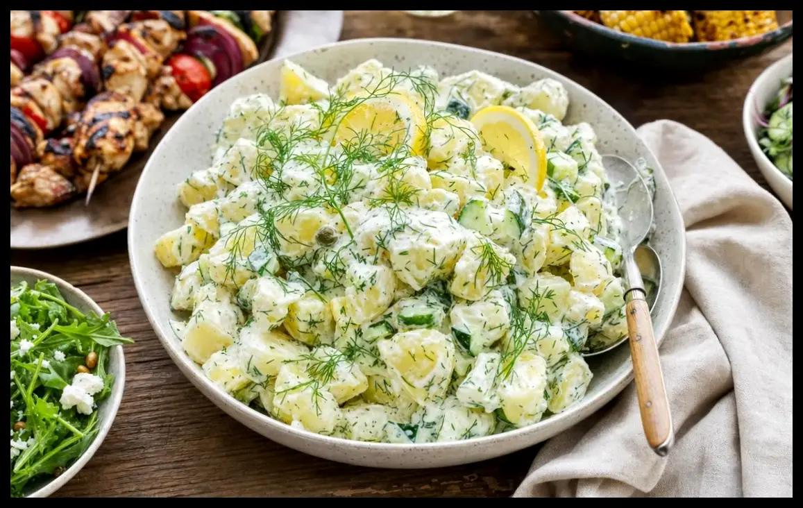 طرز تهیه سالاد سیب‌زمینی با تزاتزیکی؛ سبک و خوشمزه برای پاییز