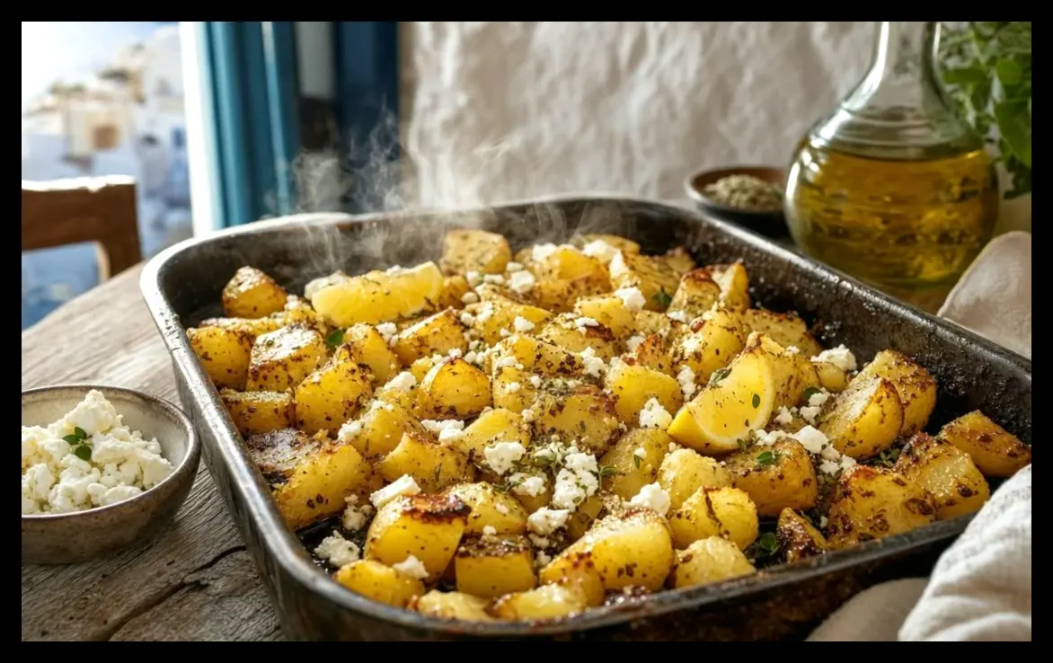 طرز تهیه سیب‌زمینی‌های ترد و معطر با طعم لیموی یونانی که همه همراه‌ها را کنار زد