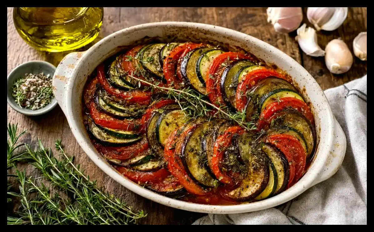 روش اصیل تهیه تیان سبزیجات پرووانسی که طعم جنوب فرانسه می‌دهد