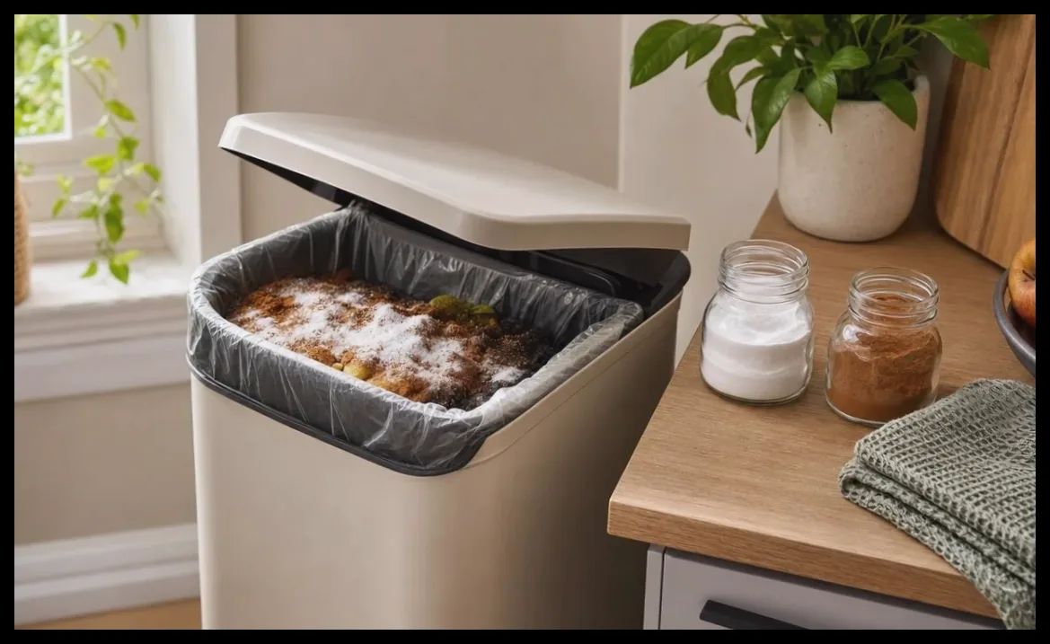 روش ساده استفاده از جوش شیرین و دارچین برای دور کردن حشرات از سطل زباله آشپزخانه