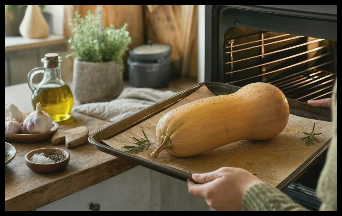 روش ساده و ایمن برای پخت کامل کدو حلوایی باترنات بدون نیاز به پوست‌کنی و برش