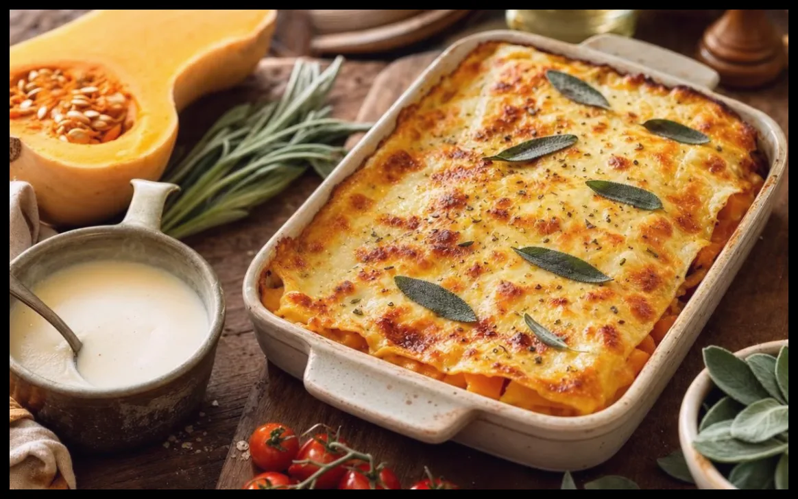 طرز تهیه لازانیا پاییزی با کدو باترنات؛ جایگزینی خوشمزه و گیاهی برای لازانیای سنتی