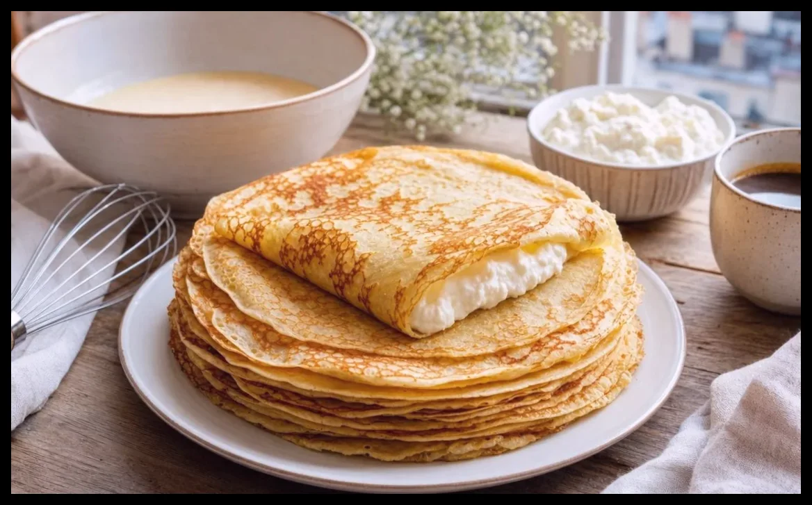 طرز تهیه کرپهای نرم و سبک با پنیر سفید 0 درصد چربی