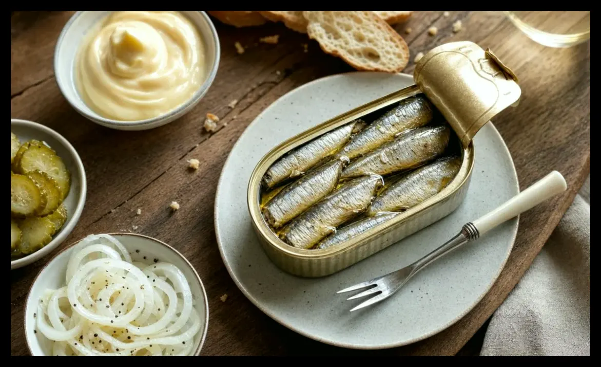 طرز تهیه سریع و خوشمزه با ساردین کنسرو شده، خیارشور و مایونز