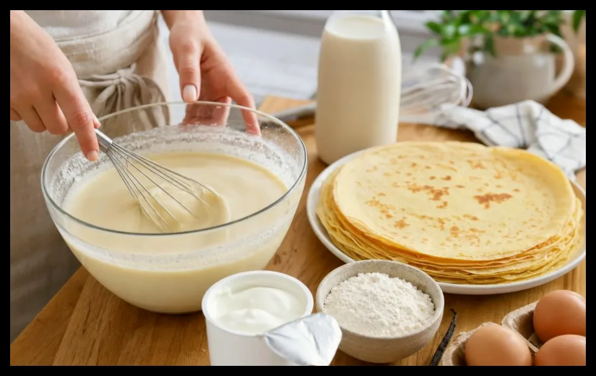 جایگزین جادویی شیر در خمیر کرپ با ماست ساده
