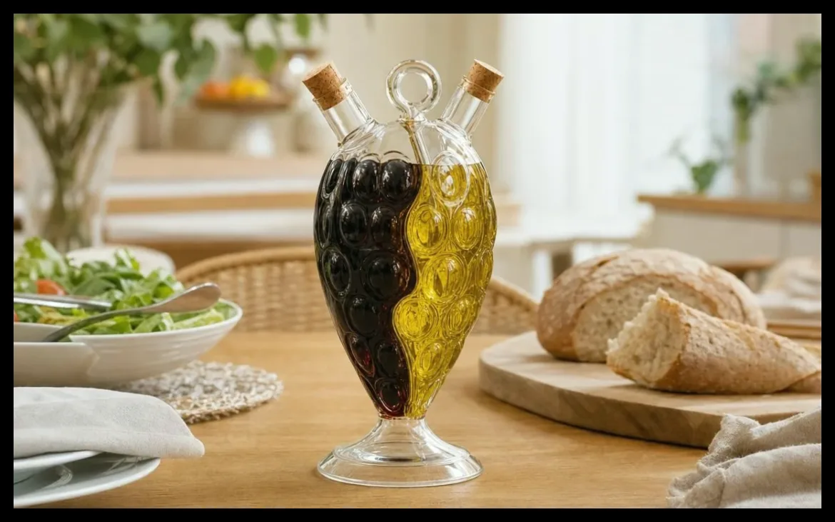 بطری دو منظوره روغن و سرکه با طراحی شیک و کاربردی برای دکوراسیون داخلی